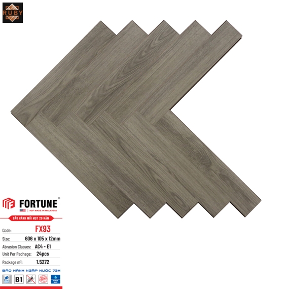 Sàn Gỗ Fortune Xương Cá Aqua 12mm FX93